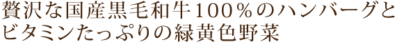 贅沢な赤城和牛100％のハンバーグとビタミンたっぷりの緑黄色野菜